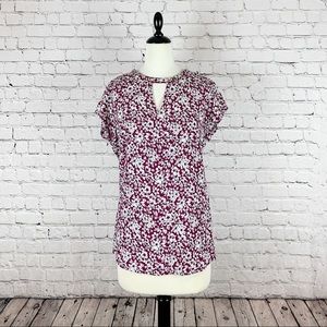 NWT! BANANA REPUBLIC :: Purple Floral Keyhole Top